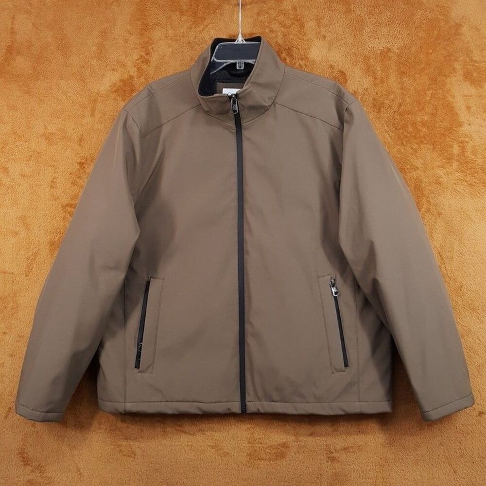 CALVIN KLEIN Jacket Mens XL Brown Zip Up Midweight Insulated Lining $175
